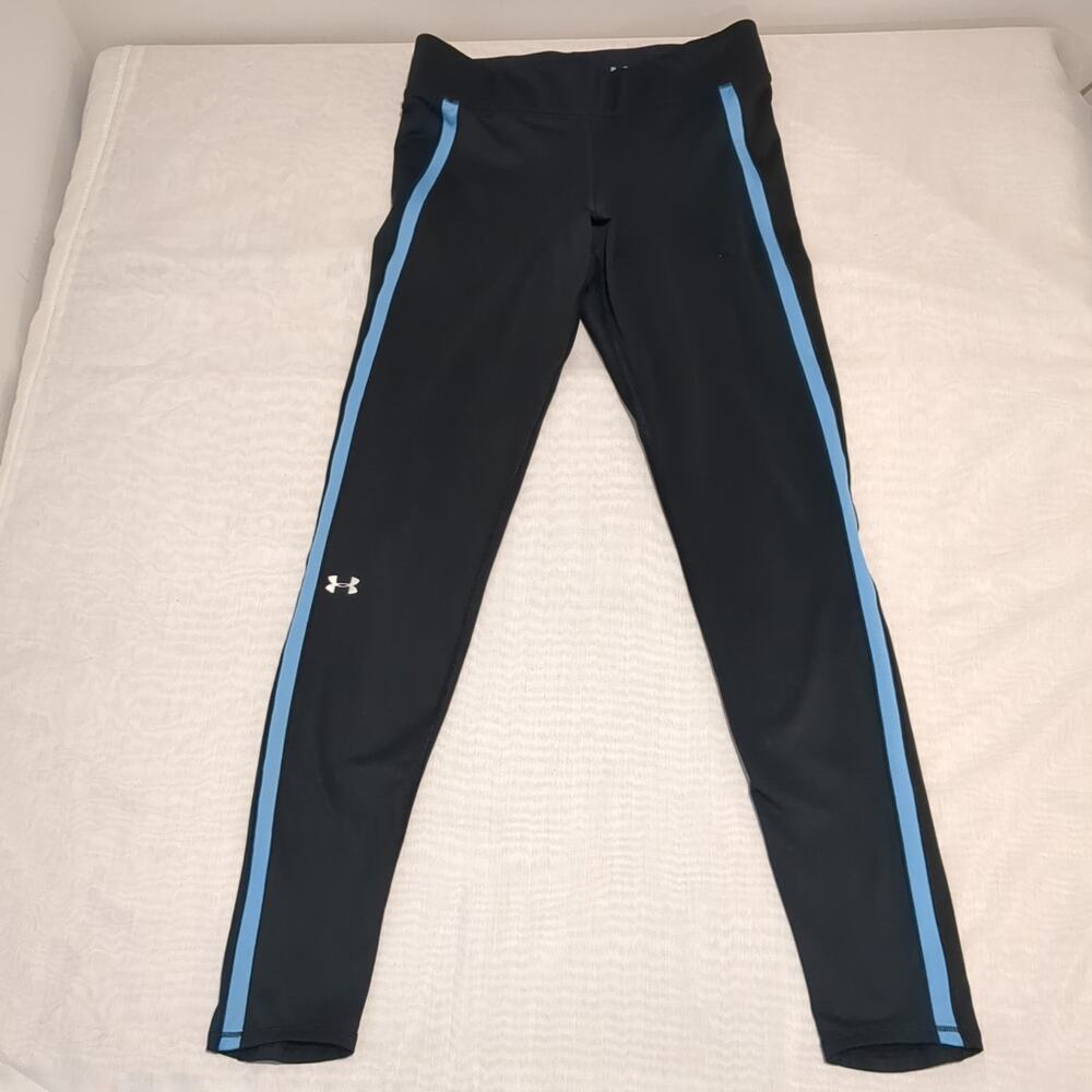 Under Armour UA Women's M Athletic Black Blue Cozy Leggings Running Training